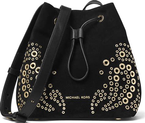 michael kors cary small suede bucket bag|Cary Small Grommeted Suede Bucket Bag .